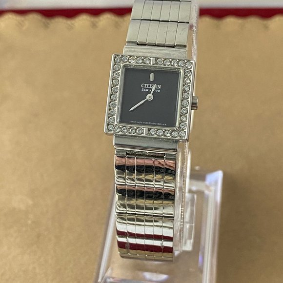 Citizen Eco-Drive Watch Square Face Crystal Bezel main image 6